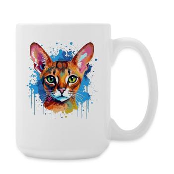 Art éclaboussuré de chat abyssinienne graphique coloré - Grande tasse 440 ml - blanc - Droite