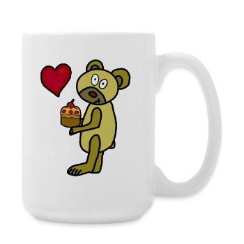 Gâteau d’anniversaire de la fête des mères en cœur de Teddy Muffin - Grande tasse 440 ml - blanc - Droite