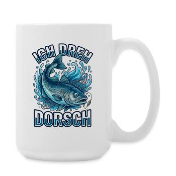Ich dreh Dorsch Lustiger Angler Fisch - Große Tasse 440 ml - Weiß - Rechts