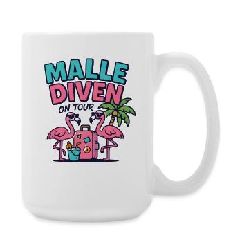 Malle Diven On Tour Damen Flamingo Mallorca Party - Große Tasse 440 ml - Weiß - Rechts