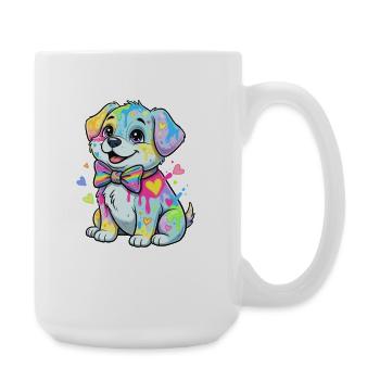 Chiot coloré avec des taches arc-en-ciel - Grande tasse 440 ml - blanc - Droite