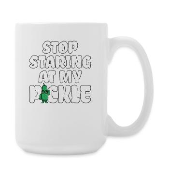 Stop Staring At My Pickle Cucumber Funny Sayings - Large Mug 440 ml - white - Right
