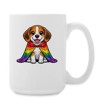 Beagle Pride Hund Regenbogen-Umhang LGBTQ - Große Tasse 440 ml - Weiß - Rechts