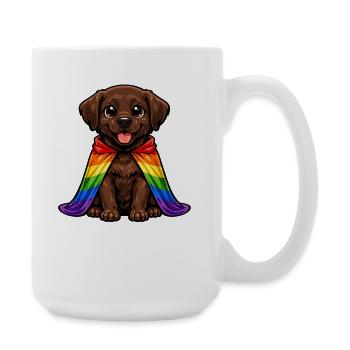 Brown Labrador Pride Dog Rainbow Flag LGBTQ - Large Mug 440 ml - white - Right