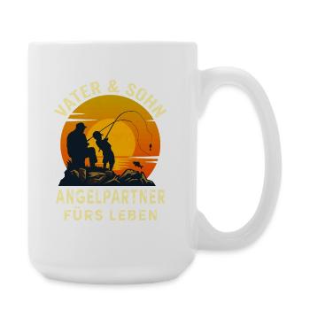 Vater & Sohn Angelpartner fürs Leben Angeln - Große Tasse 440 ml - Weiß - Rechts