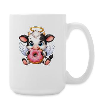 Mignonne vache ange avec des ailes et un beignet - Grande tasse 440 ml - blanc - Droite