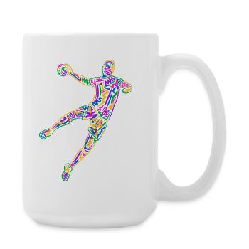 Bunter Handballspieler Handballer Jungen Handball - Große Tasse 440 ml - Weiß - Rechts