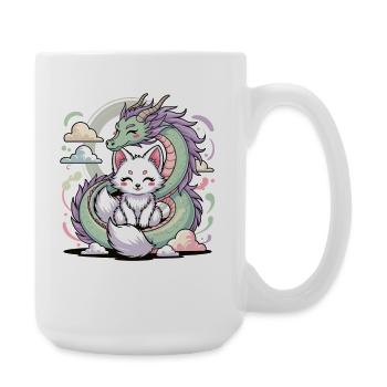 Kawaii Drache Fuchs Shirt Magisches Pastell Motiv - Große Tasse 440 ml - Weiß - Rechts