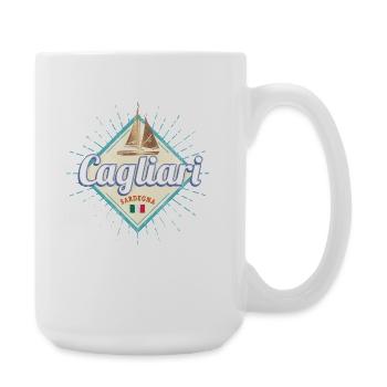 Cagliari in Sardinien Italien mit Segelschiff - Große Tasse 440 ml - Weiß - Rechts