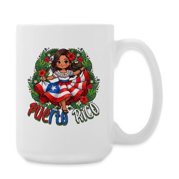 Fille portoricaine Mignonne Kawaii - Grande tasse 440 ml - blanc - Droite