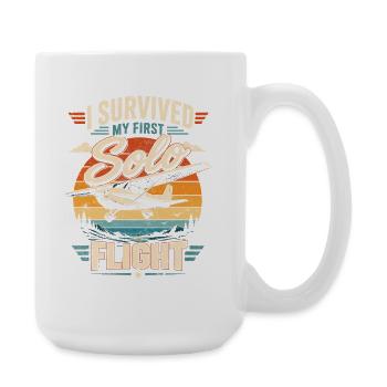 J’ai survécu à mon premier vol solo - Grande tasse 440 ml - blanc - Droite