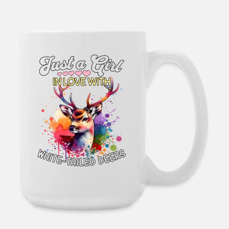 Weisswedelhirsch Mädchen White-Tailed Deer - Große Tasse 440 ml - Weiß