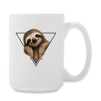 Faultier im Dreiecksdesign - Große Tasse 440 ml - Weiß - Rechts