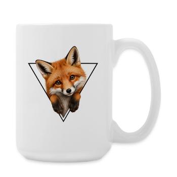 Fuchs im Dreieck-Illustration - Große Tasse 440 ml - Weiß - Rechts