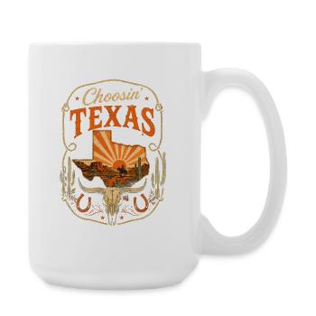 Texas Choice: Desert Sun und Langhorn - Große Tasse 440 ml - Weiß - Rechts
