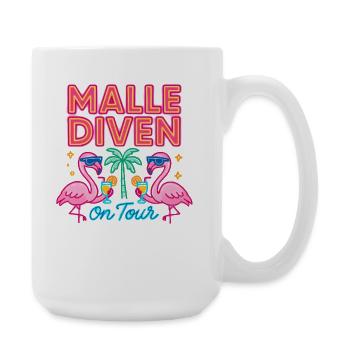 Malle Diven On Tour Damen Flamingo Mallorca Party - Große Tasse 440 ml - Weiß - Rechts