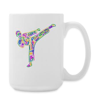 Taekwondo Kampfsport bunt Herren Kinder Karate - Große Tasse 440 ml - Weiß - Rechts