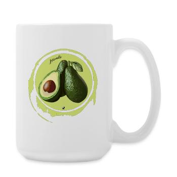 Avocado illustration in a circle - Large Mug 440 ml - white - Right