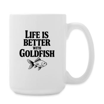 Das Leben ist besser mit Goldfischen - Große Tasse 440 ml - Weiß - Rechts
