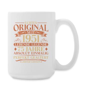 75. Geburtstag Echtes Original 1951 Vintage - Große Tasse 440 ml - Weiß - Rechts