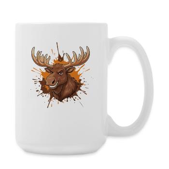 Moose head with orange splash - Large Mug 440 ml - white - Right