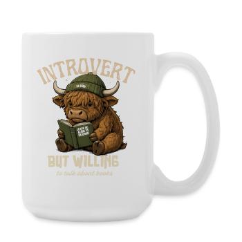 Introvert Cow Reading: Willing to Talk - Large Mug 440 ml - white - Right