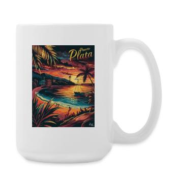  Puerto Plata Tropischer Sonnenuntergang an der - Große Tasse 440 ml - Weiß - Rechts
