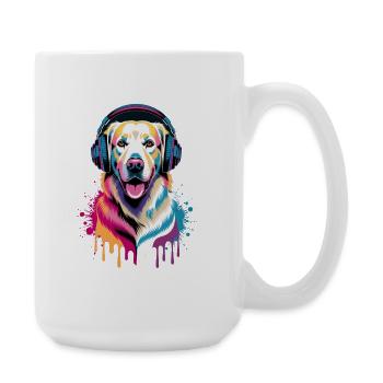 Golden Retriever avec des écouteurs - Grande tasse 440 ml - blanc - Droite