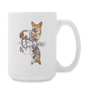 Wasserreflex Corgi  - Große Tasse 440 ml - Weiß - Rechts
