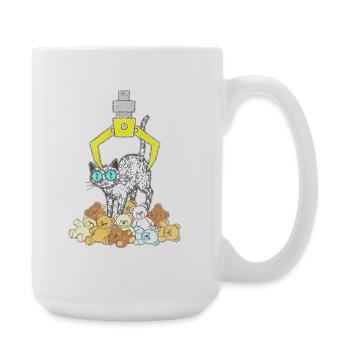 Black cat under yellow claw - Large Mug 440 ml - white - Right