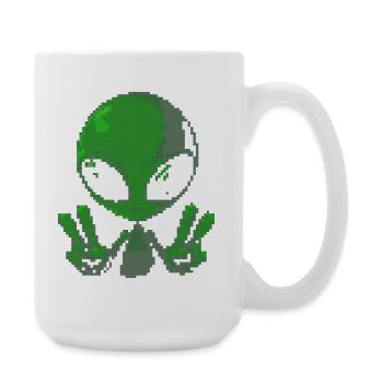 Signe de paix extraterrestre Pixel Green - Grande tasse 440 ml - blanc - Droite
