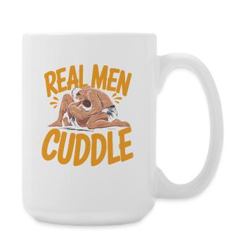 De vrais hommes câlinent Brazilian Jiu Jitsu MMA Judo BJJ - Grande tasse 440 ml - blanc - Droite