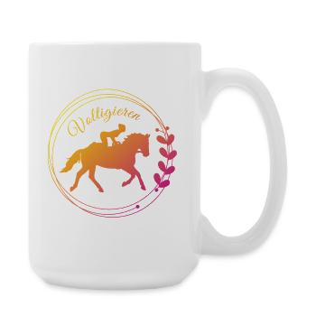 Voltigieren Bank: Volti Pferdesport Pflichtübung - Große Tasse 440 ml - Weiß - Rechts