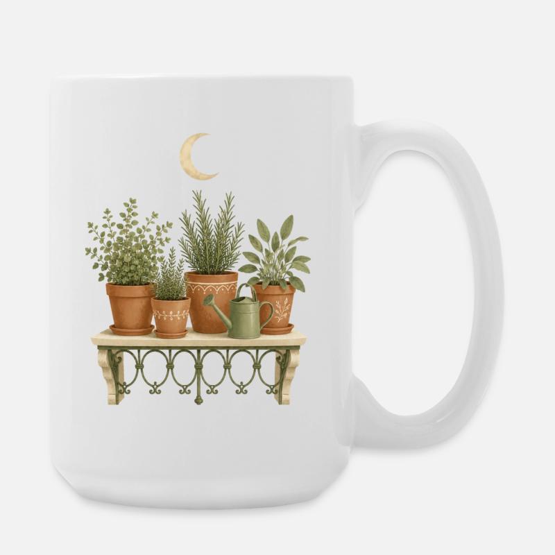 Herb Balcony Moonlight - Large Mug 440 ml - white