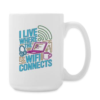 Remote Developer I Live Where The Web Developer - Large Mug 440 ml - white - Right