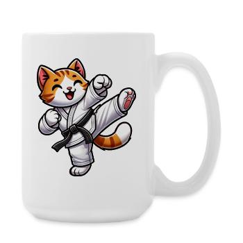 Cute Karate Cat Cartoon Martial Arts Kitten - Large Mug 440 ml - white - Right