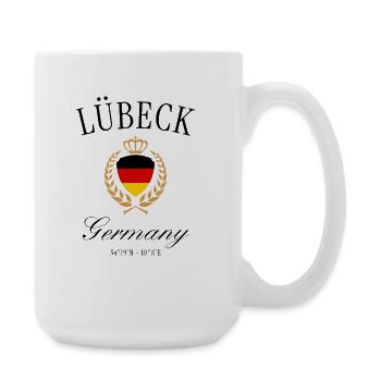 Lübeck Deutschland Wappen Krone – Reise Souvenir - Große Tasse 440 ml - Weiß - Rechts