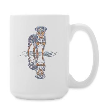 Rottweiler with water reflection - Large Mug 440 ml - white - Right