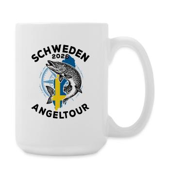 Schweden 2026 Angeltour | Angler | Hecht - Große Tasse 440 ml - Weiß - Rechts