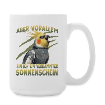 Nymphensittich Vogelhalter exotischer Papagei - Große Tasse 440 ml - Weiß - Rechts