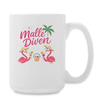 Malle Diven On Tour Damen Flamingo Mallorca Party - Große Tasse 440 ml - Weiß - Rechts