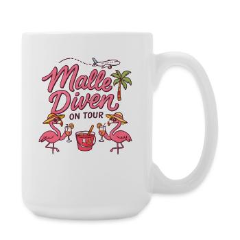 Malle Diven On Tour Damen Flamingo Mallorca Party - Große Tasse 440 ml - Weiß - Rechts