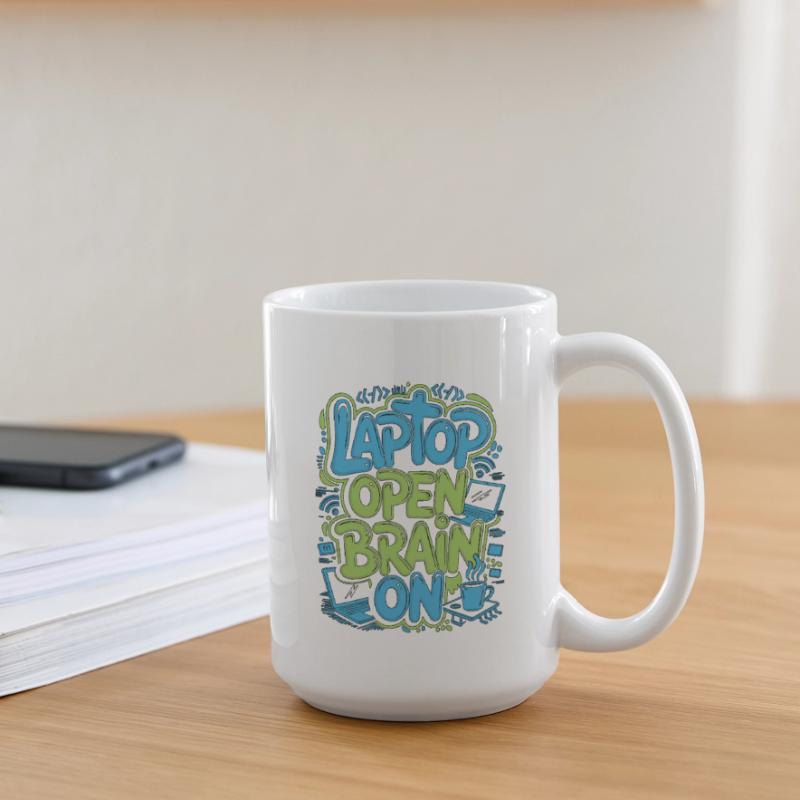 Remote Developer Laptop Open Brain On Remote Coder Große Tasse 440 ml