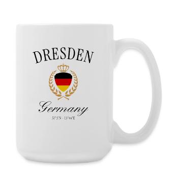 Dresden Deutschland Wappen Krone – Reise Souvenir - Große Tasse 440 ml - Weiß - Rechts