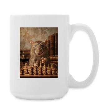 Rat playing chess - Large Mug 440 ml - white - Right