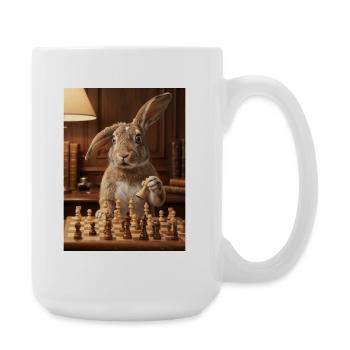 Le lapin jouant aux échecs - Grande tasse 440 ml - blanc - Droite
