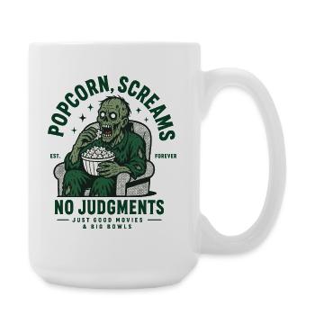 Popcorn Screams No Judgments - Große Tasse 440 ml - Weiß - Rechts
