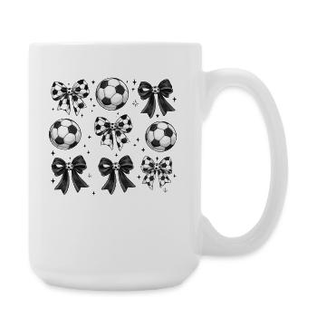 Football Coquette : Motifs Nœuds et Ballons - Grande tasse 440 ml - blanc - Droite
