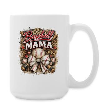 Baseball Mama Schleife Leopard Muttertag Sport  - Große Tasse 440 ml - Weiß - Rechts