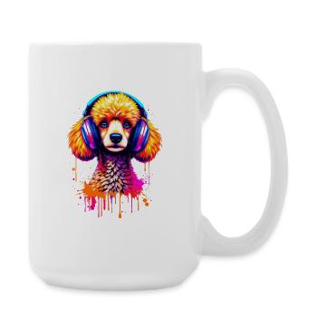 Caniche avec un casque - Grande tasse 440 ml - blanc - Droite